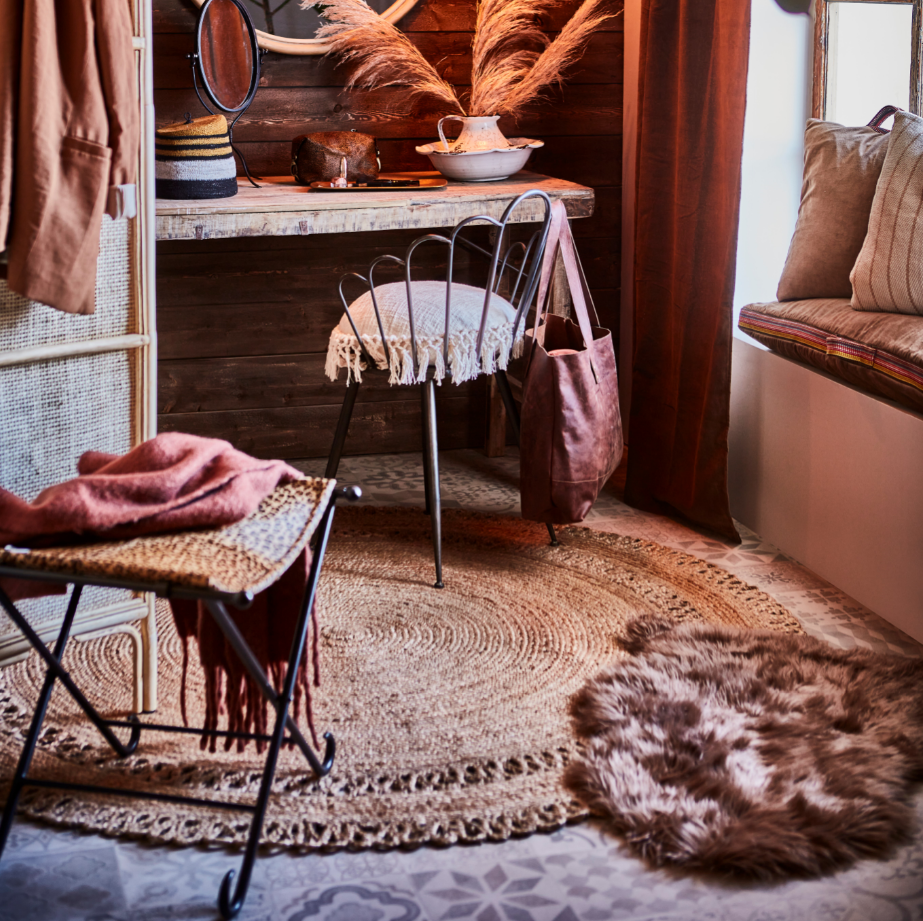 Greige Decorative Round Jute Rug - 180cm Diameter