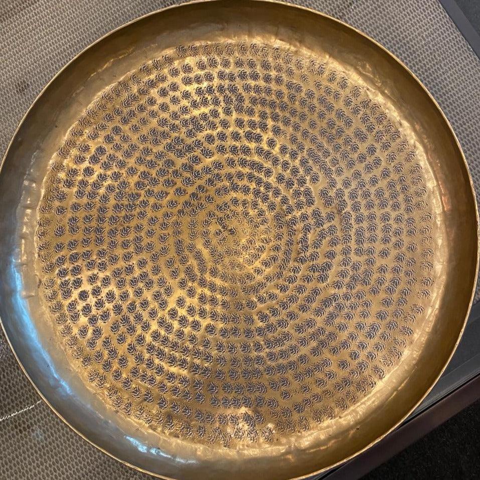 Greige Deep Antiqued Brass Finish Tray - 45cm