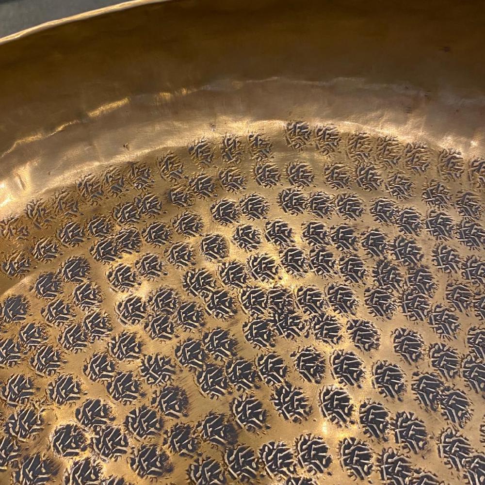 Greige Deep Antiqued Brass Finish Tray - 45cm