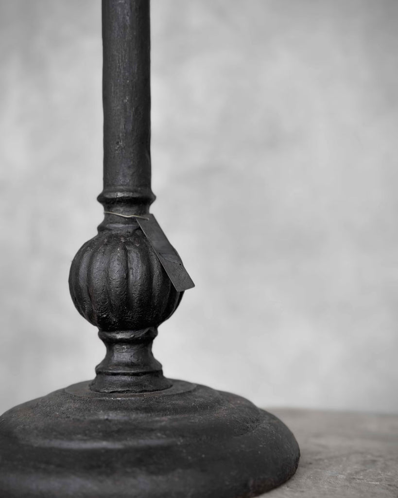 Greige Devian Tall Cast Iron Candlestick