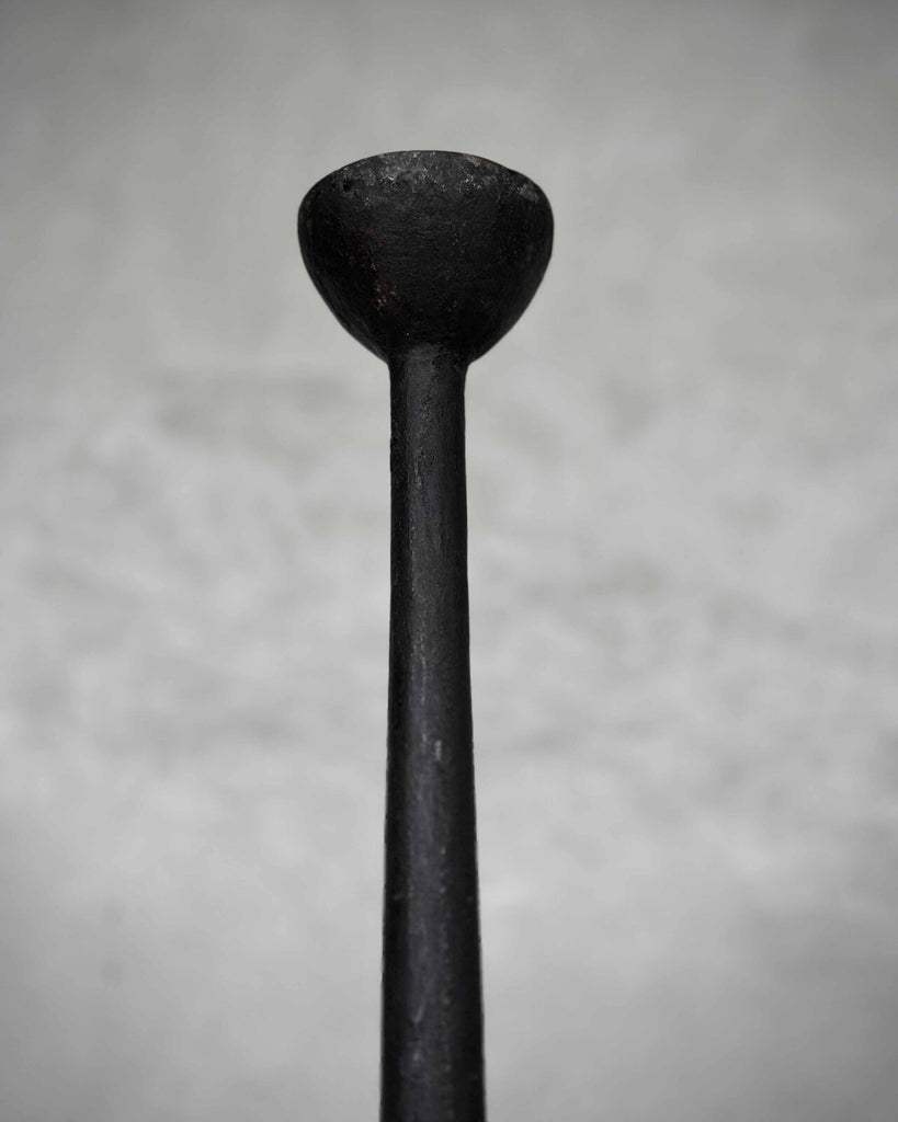 Greige Devian Tall Cast Iron Candlestick