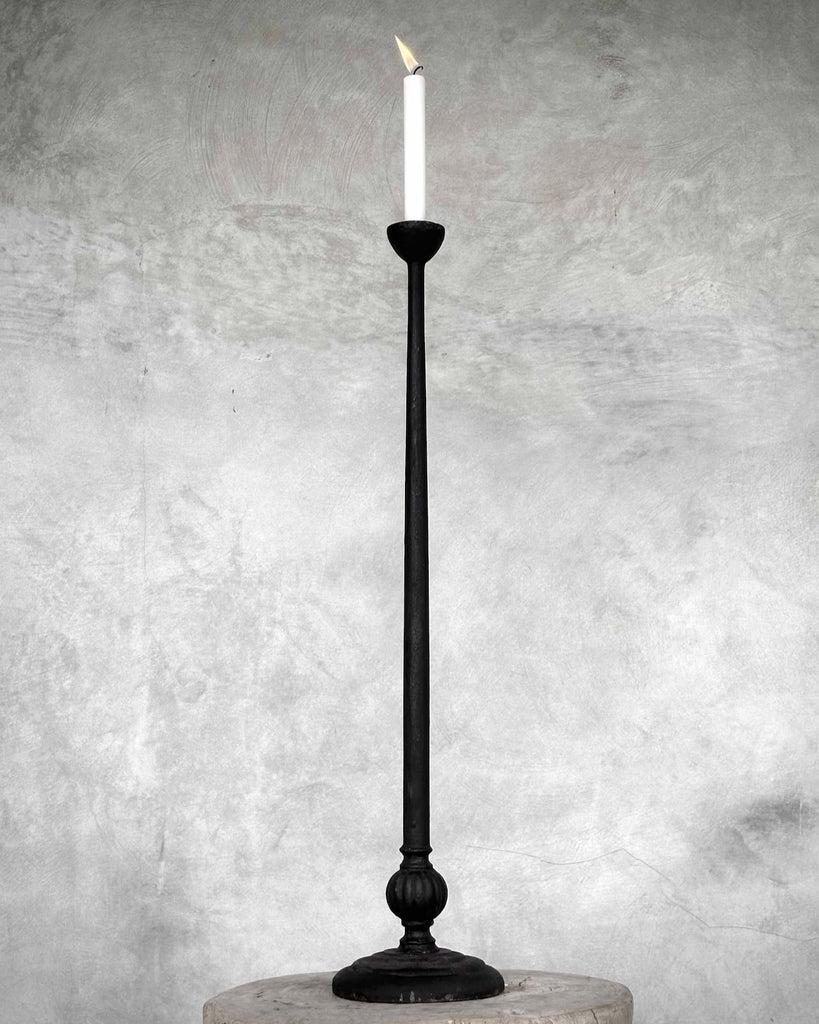 greige Devian Tall Cast Iron Candlestick