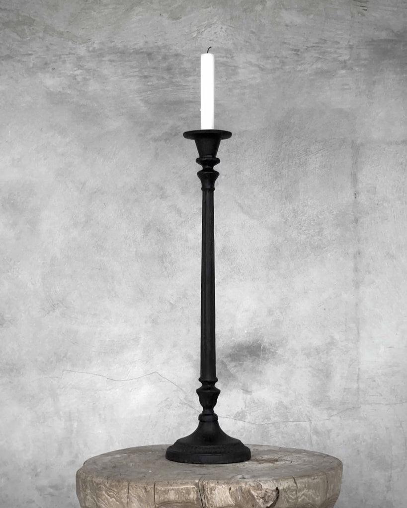 greige Dhara Tall Cast Iron Candlestick