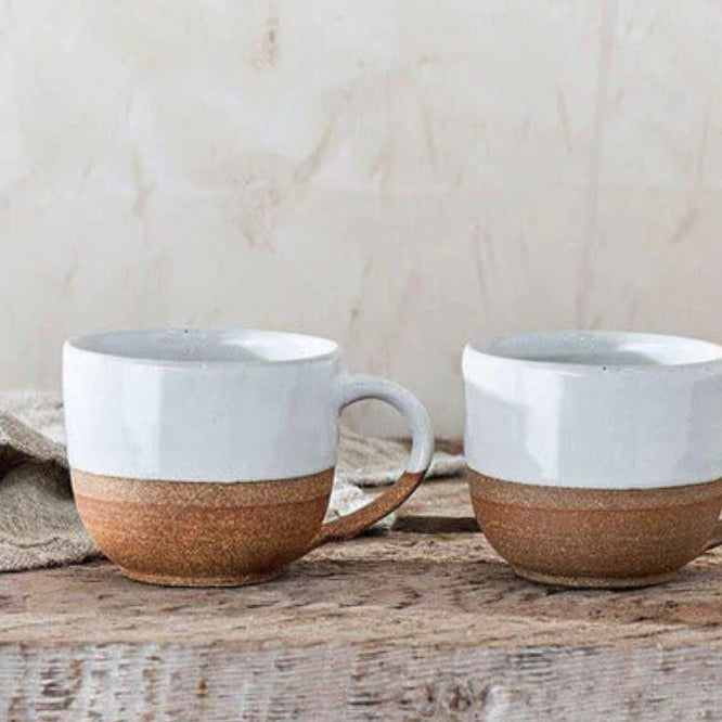 greige Dipped White Glaze Terracotta Coffee Mug