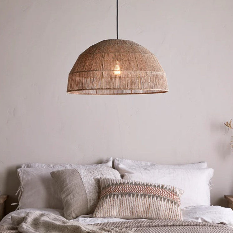 Greige Dome Shaped Handwoven Jute Thread Lampshade
