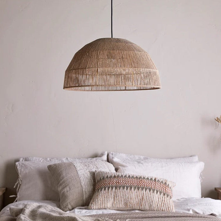 Greige Dome Shaped Handwoven Jute Thread Lampshade