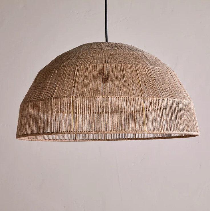 Greige Dome Shaped Handwoven Jute Thread Lampshade