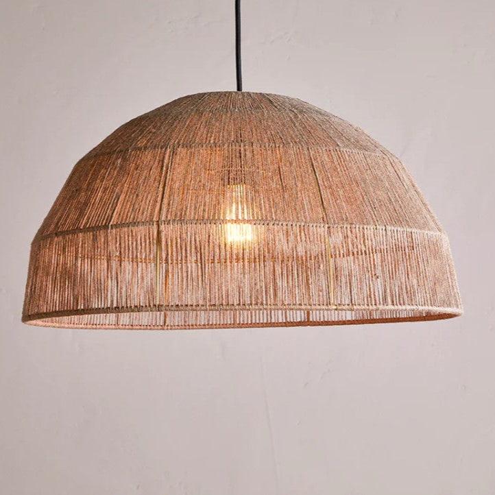 greige Dome Shaped Handwoven Jute Thread Lampshade