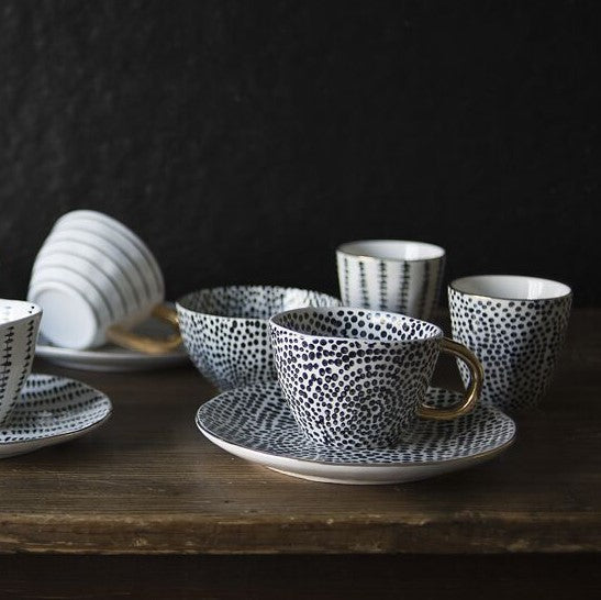 greige Dotty Plate with Gold Rim