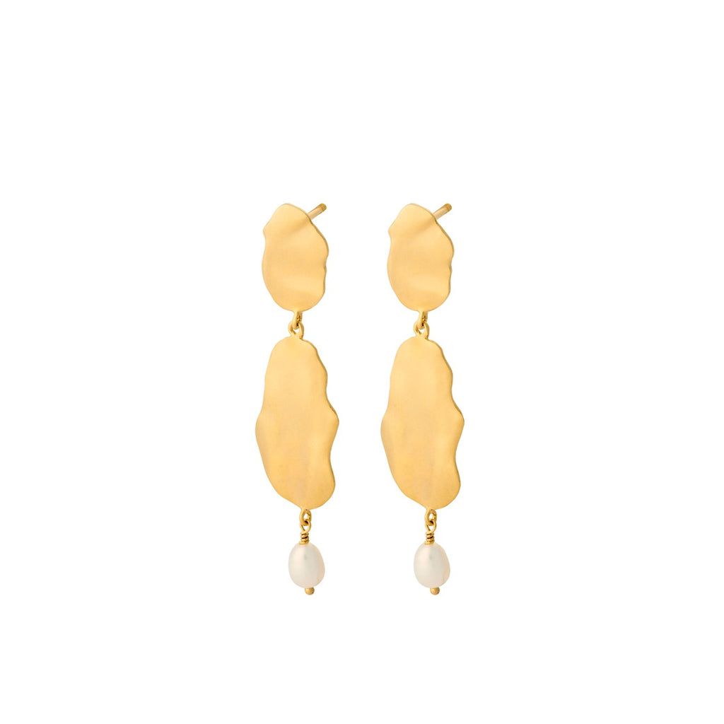 Greige Drift Earrings - Gold - Pernille Corydon