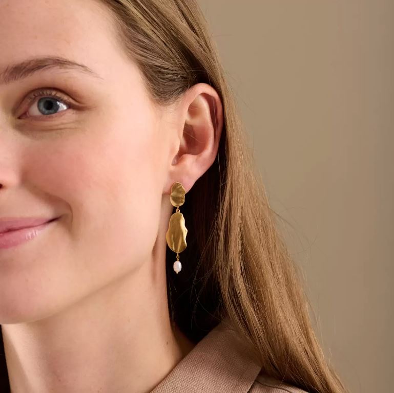 greige Drift Earrings - Gold - Pernille Corydon