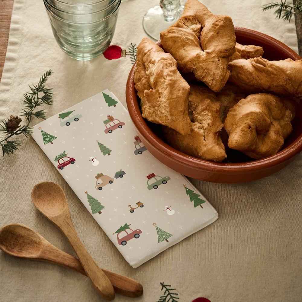 greige Driving Home for Christmas Paper Napkins