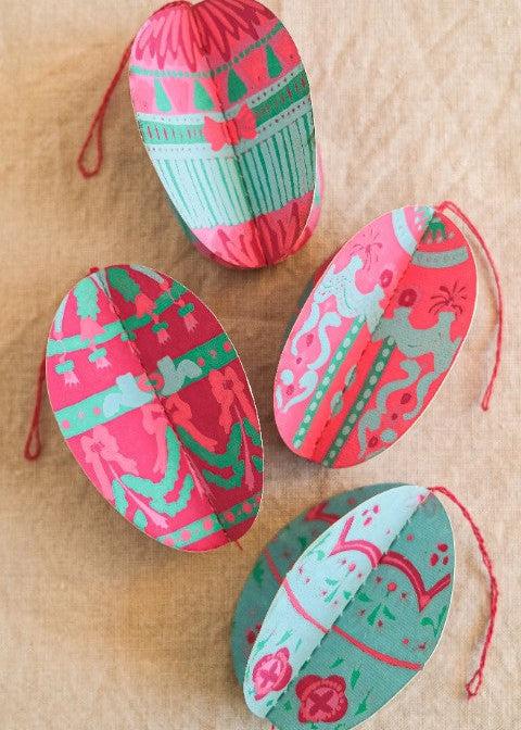 Greige Easter Egg Paper Ornaments
