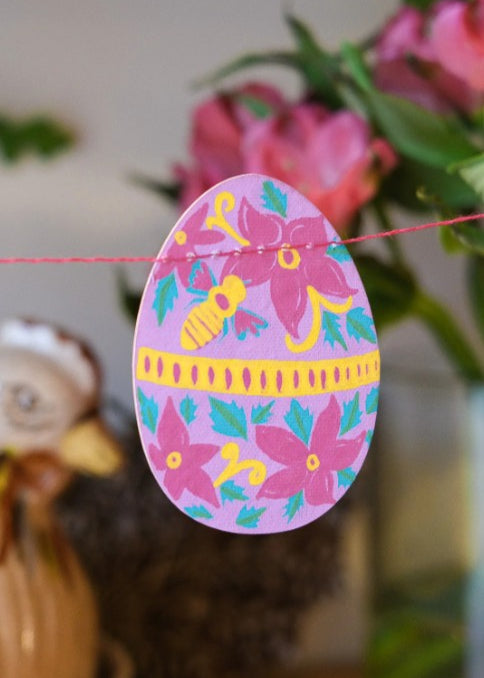 Greige Easter Egg Sewn Paper Garland