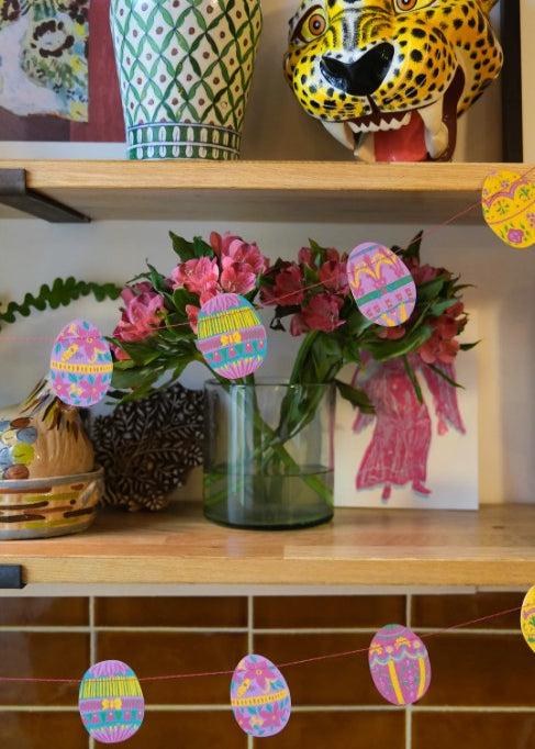 Greige Easter Egg Sewn Paper Garland