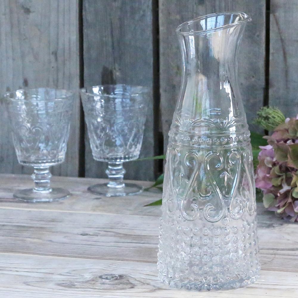 greige Elegant Pressed Glass Carafe and Jug