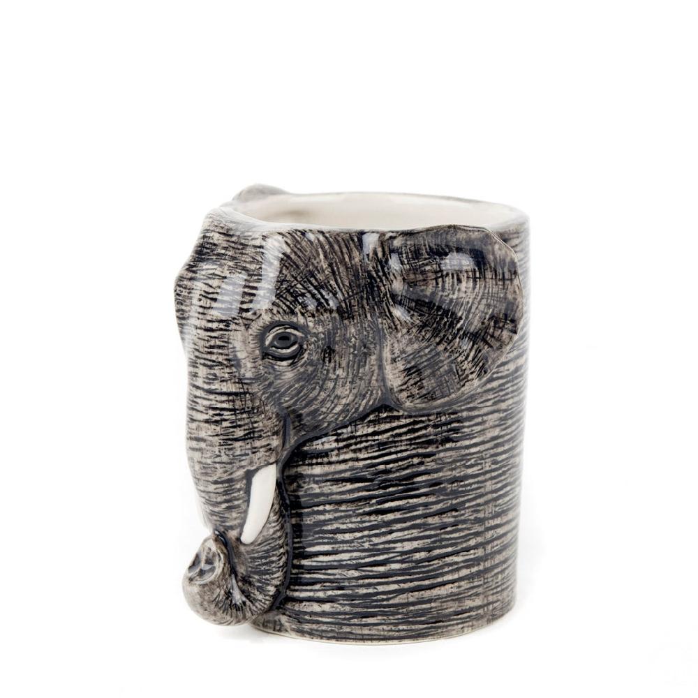 Greige Elephant Pencil Pot By Quail Ceramics