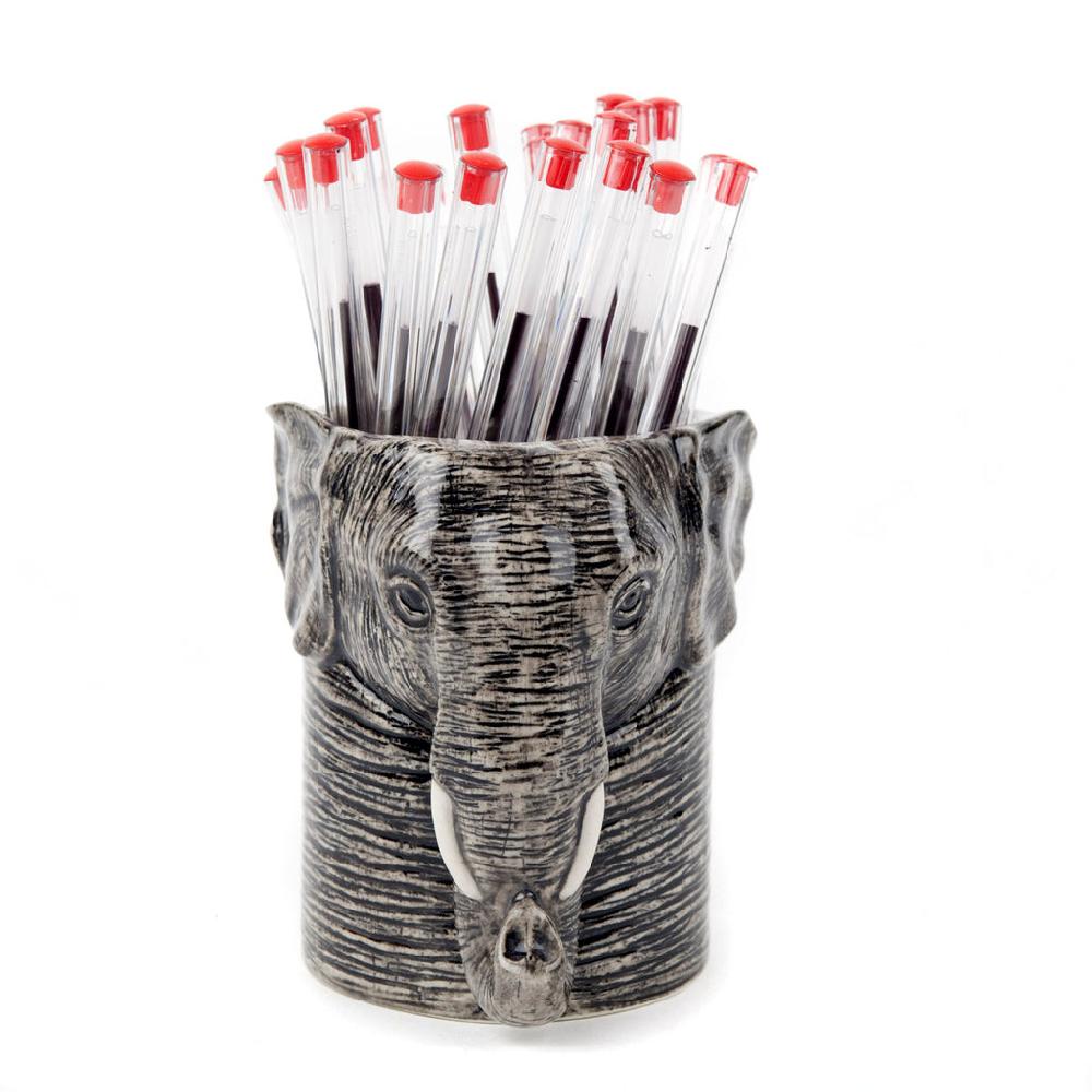 greige Elephant Pencil Pot by Quail Ceramics