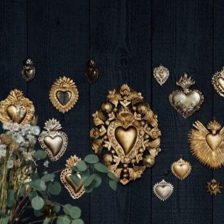 greige Eligia Heart - Brass - Boncoeurs