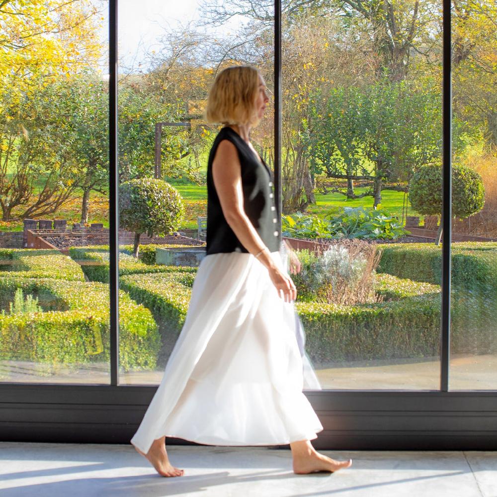 Greige Elva Pure Cotton Skirt From Chalk - White