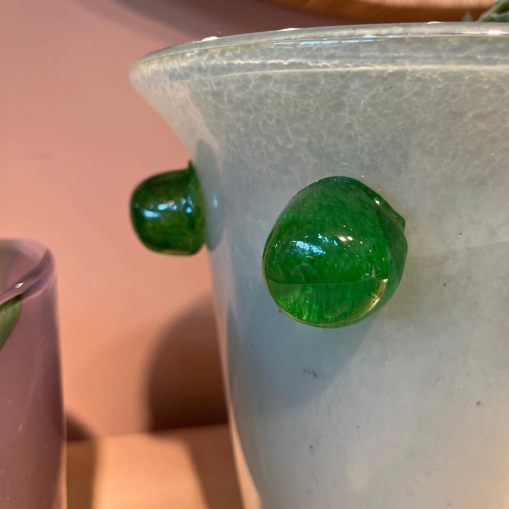 Greige Emerald Green Glass Bobble Vase