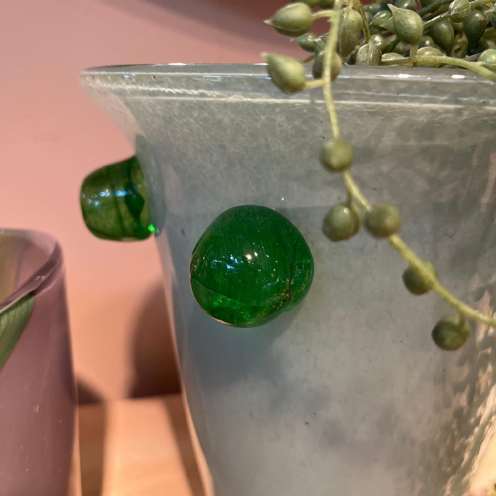 Greige Emerald Green Glass Bobble Vase