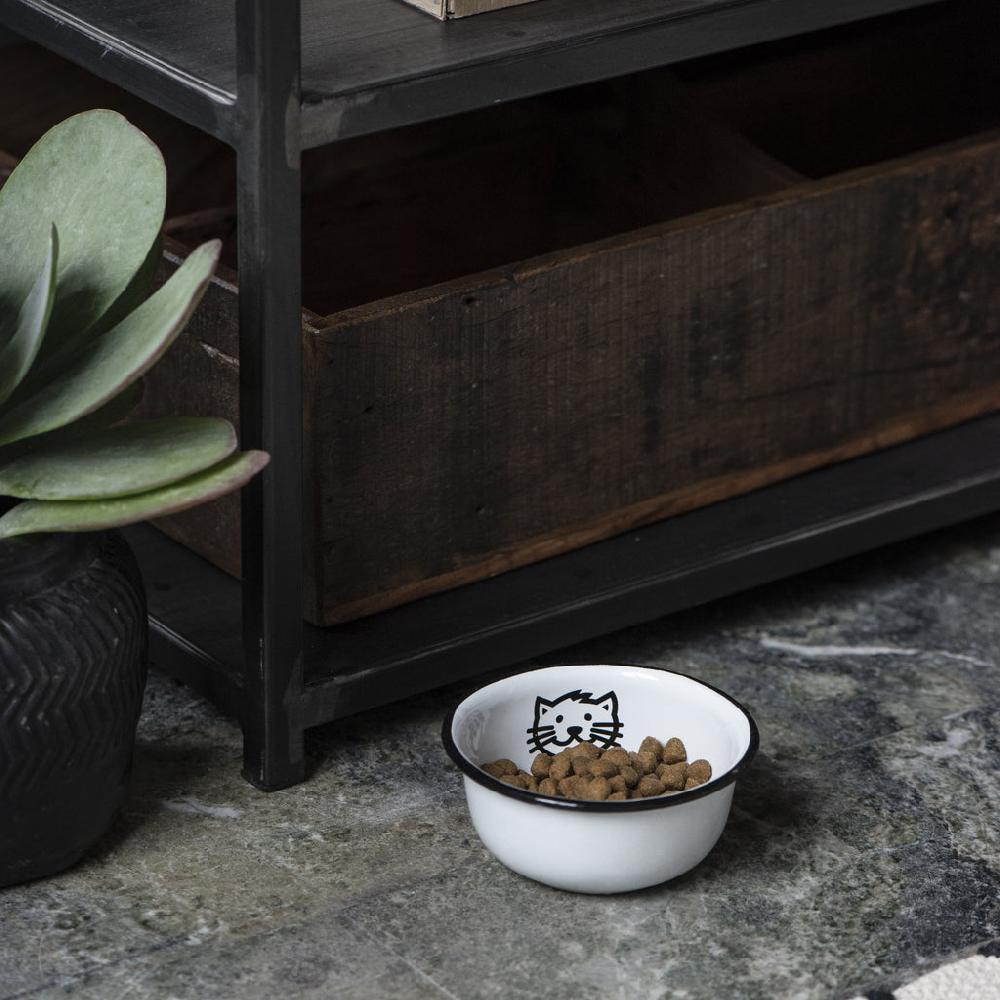 Greige Enamel Cat Bowl