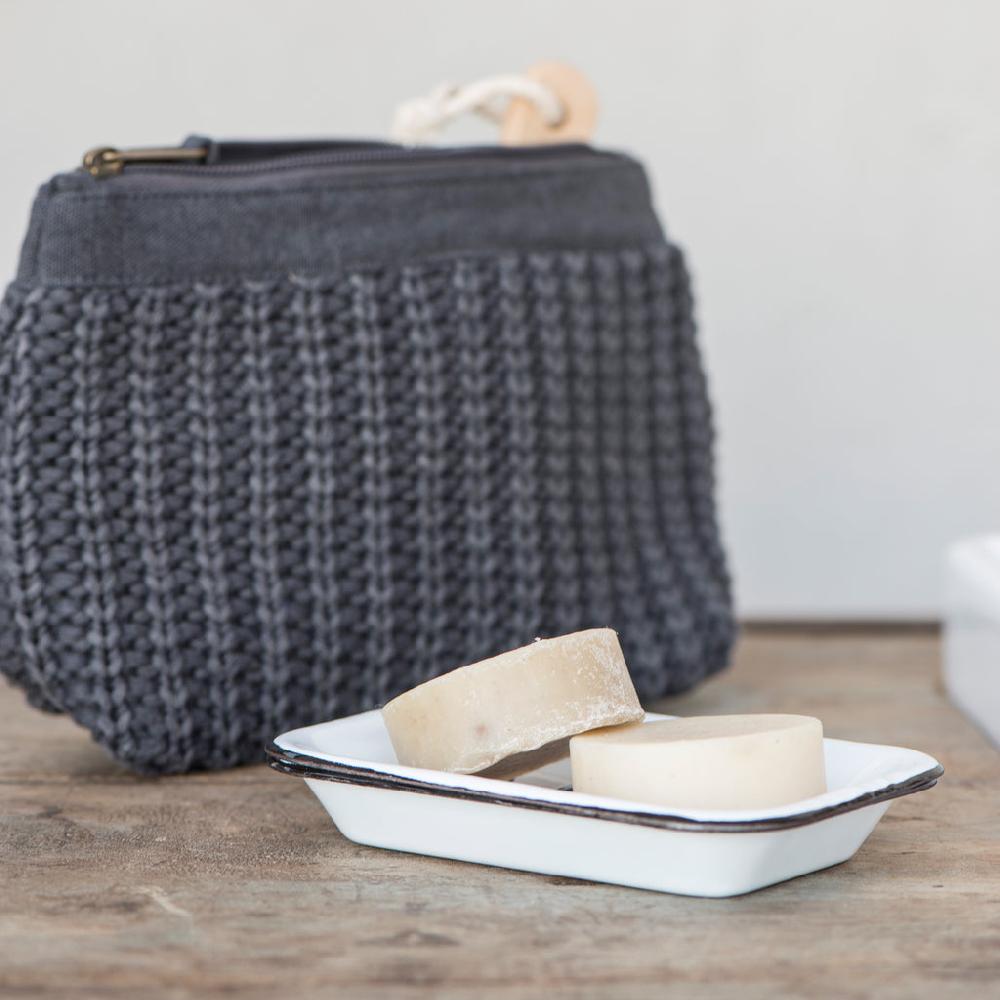 Greige Enamel Soap Dish