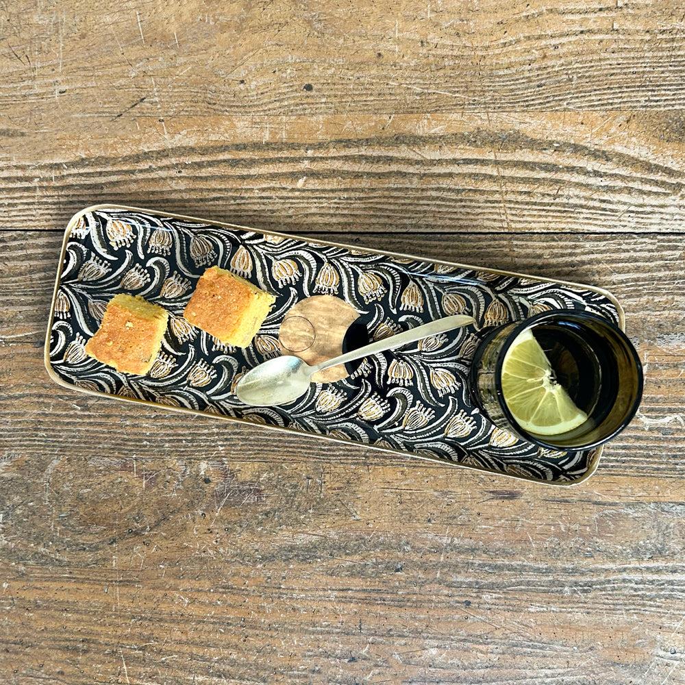 greige Enamelled Albizia Tray - Duo - Boncoeurs