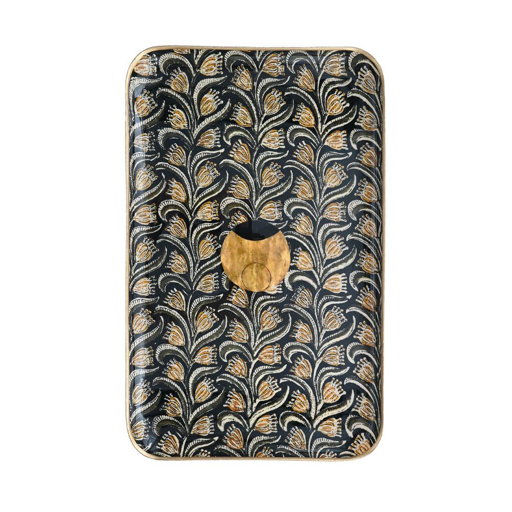 Greige Enamelled Albizia Tray - Medium - Boncoeurs