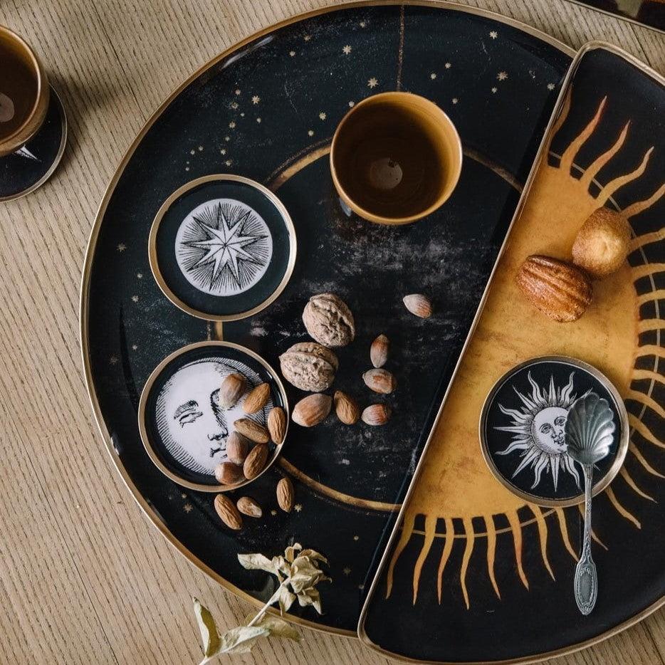 Greige Enamelled Astrology Coasters - Boncoeurs