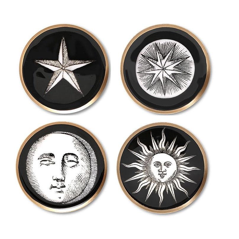 greige Enamelled Astrology Coasters - Boncoeurs