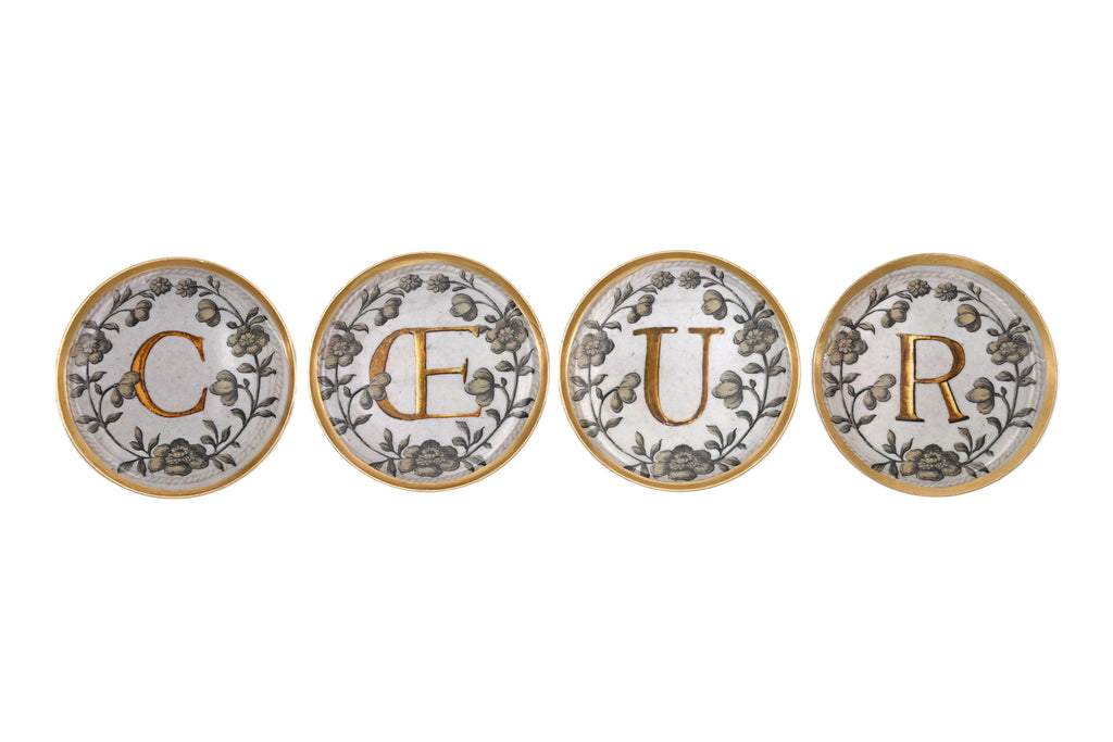 Greige Enamelled COEUR Coasters - Boncoeurs
