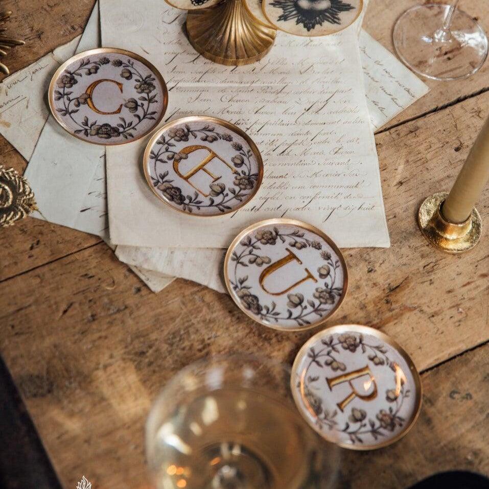 greige Enamelled COEUR Coasters - Boncoeurs