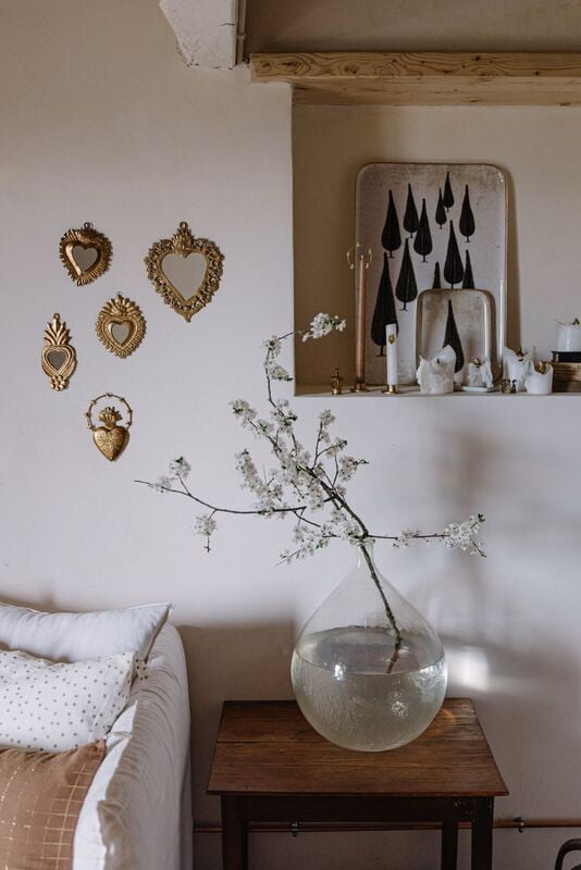 Greige Enamelled Cyprus Tree Tray - Large - Boncoeurs