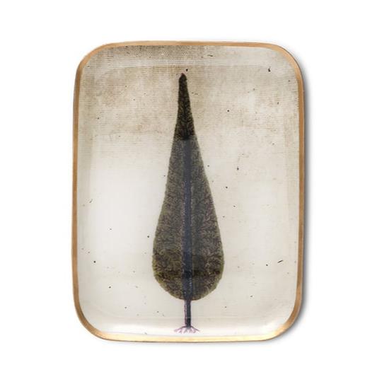 Greige Enamelled Cyprus Tree Tray - Small - Boncoeurs
