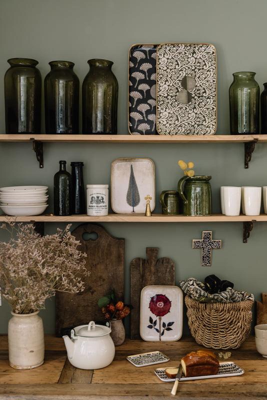Greige Enamelled Cyprus Tree Tray - Small - Boncoeurs