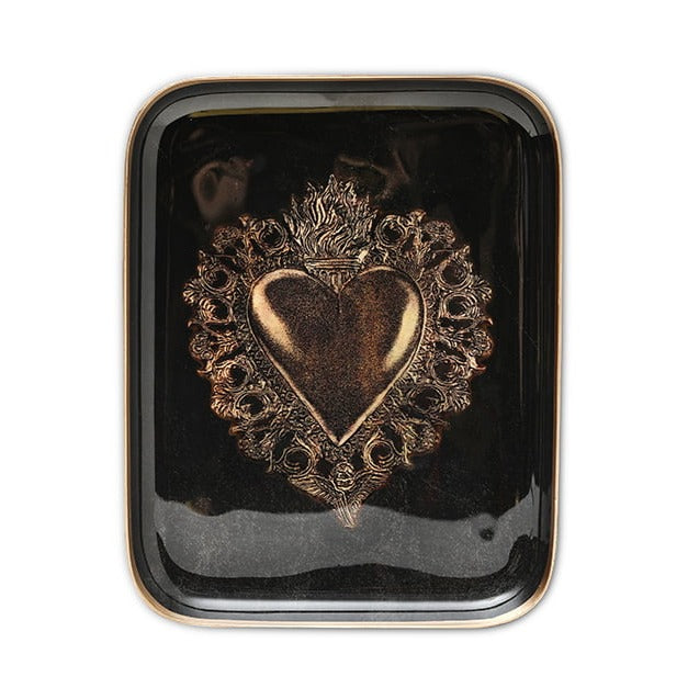 greige Enamelled Heart Maria Tray - Small - Boncoeurs