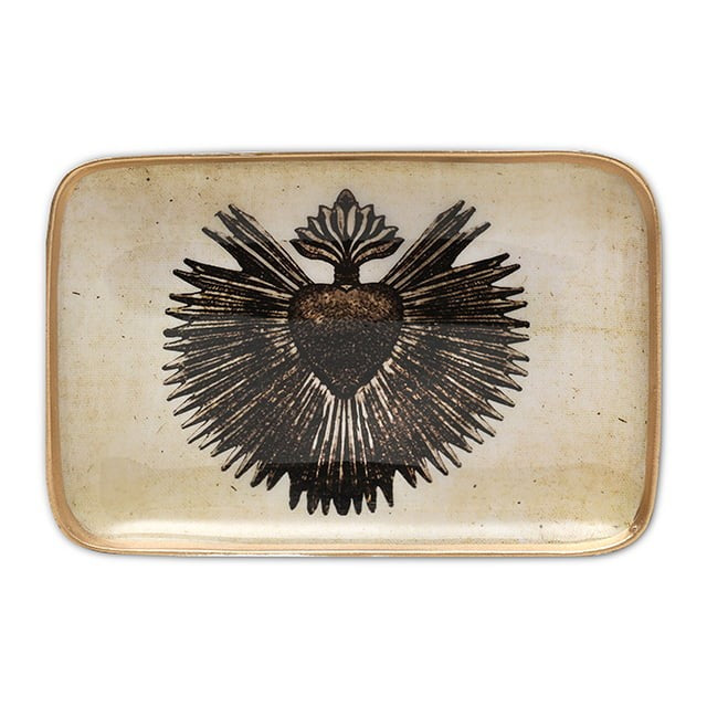 greige Enamelled Heart Ray Tray - Mini - Boncoeurs