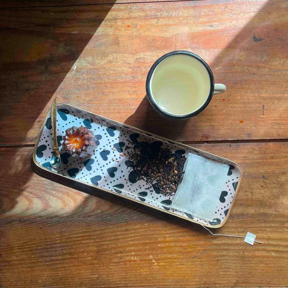 greige Enamelled Hearts Tray - Duo - Boncoeurs