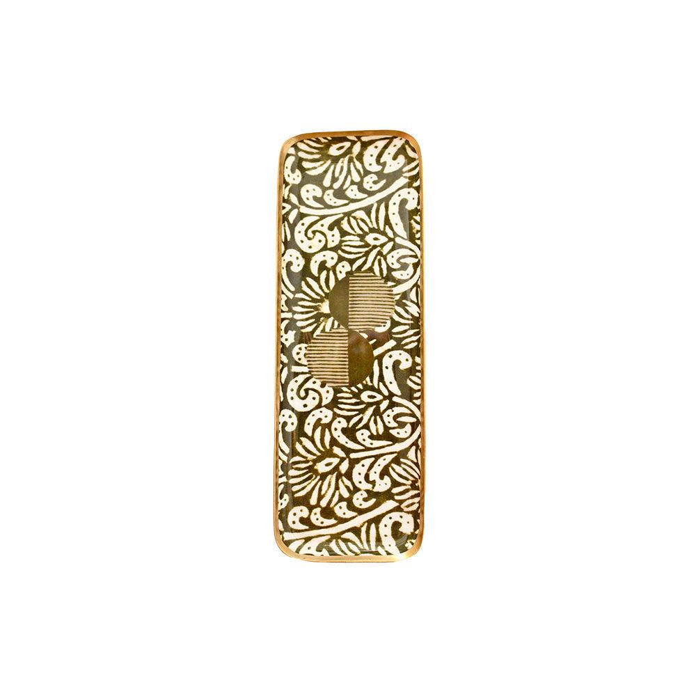 Greige Enamelled Maki Vetiver Tray - Duo - Boncoeurs