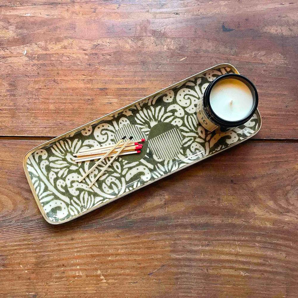 greige Enamelled Maki Vetiver Tray - Duo - Boncoeurs