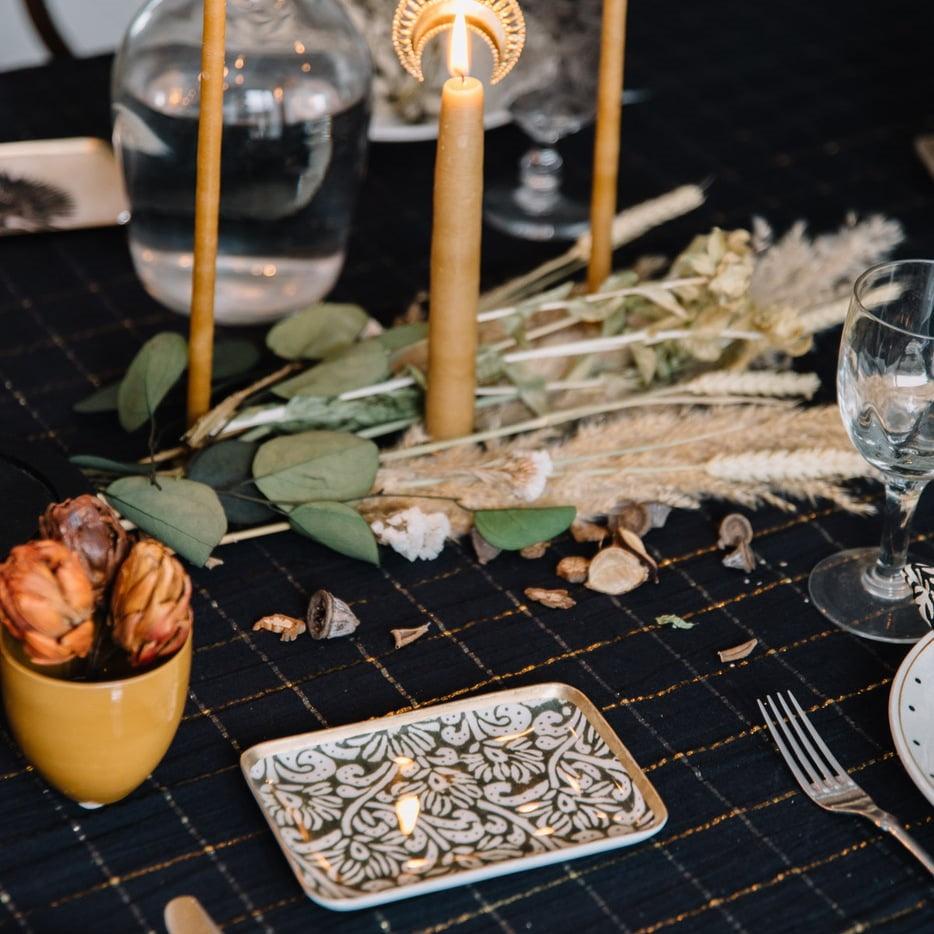 Greige Enamelled Vetiver Tray - Mini - Boncoeurs