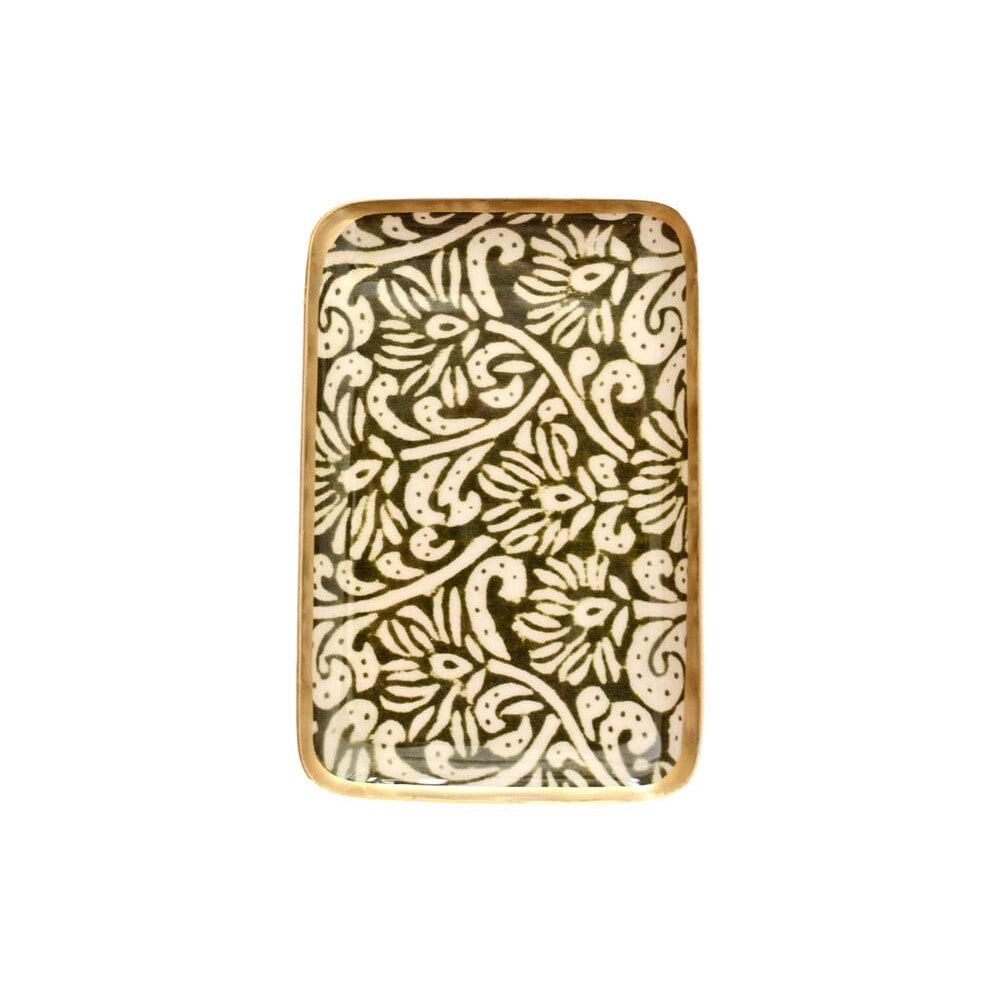 greige Enamelled Vetiver Tray - Mini - Boncoeurs
