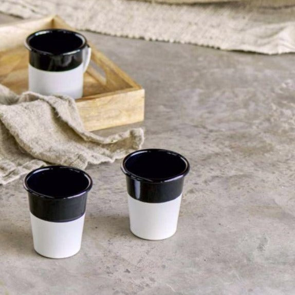 Greige Enamelware - Black And White