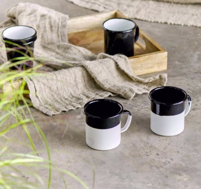 Greige Enamelware - Black And White