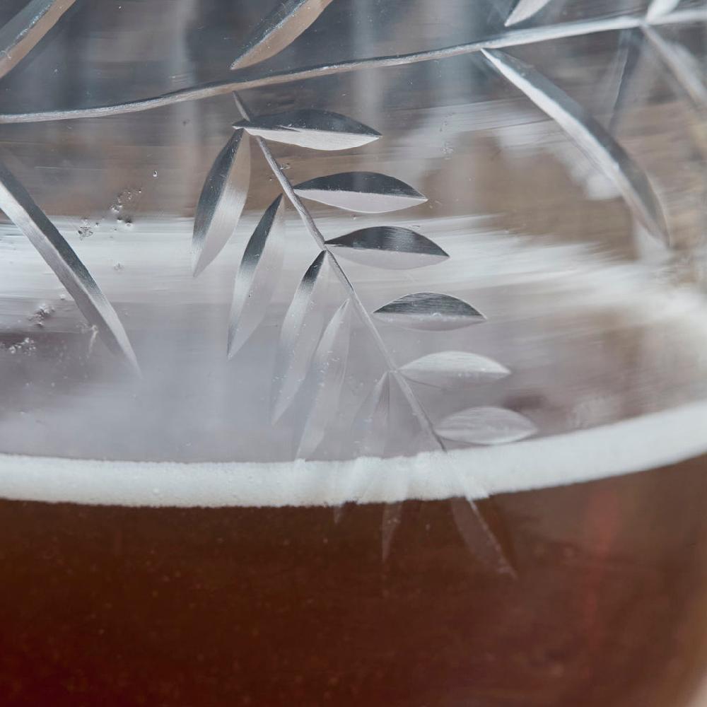 Greige Etched Beer Or Wine Glass