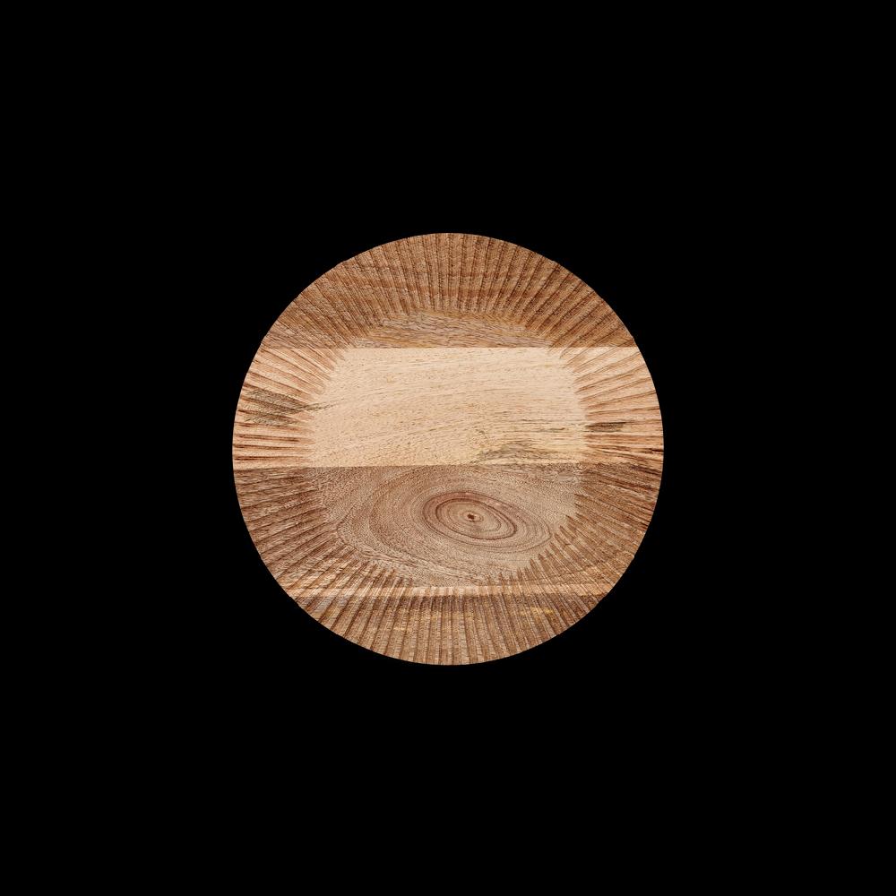 Greige Etched Edge Round Mango Wood Chopping Board