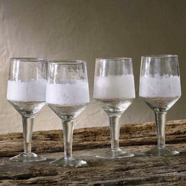 Greige Etched Wine Glass - Set Of Four