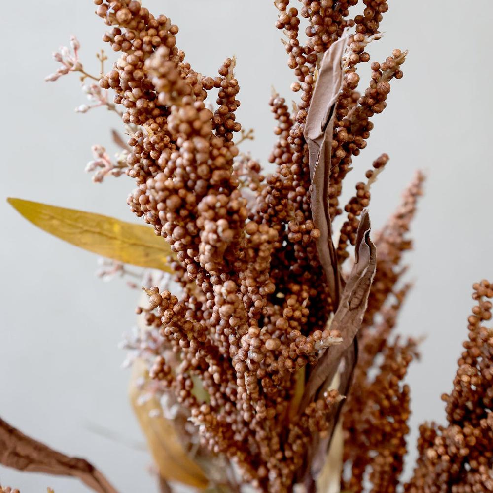 Greige Faux Autumnal Seed Pod Stem